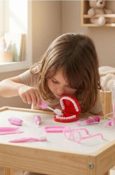 Стоматологічний набір у валізці - рожевий