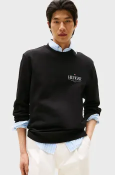 Мужской черный свитшот STACKED Черный M Tommy Hilfiger MW0MW39376