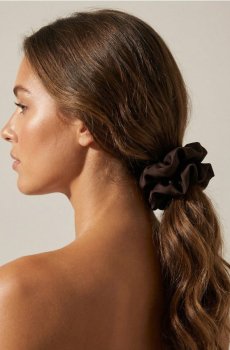 Гумка для волосся scrunchie - темно коричневий