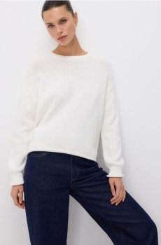 Reserved - Бавовняний джемпер oversize - кремовий - 218HI-01X