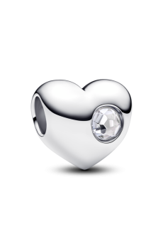 Намистина "Серце з прозорим каменем" для гравіювання