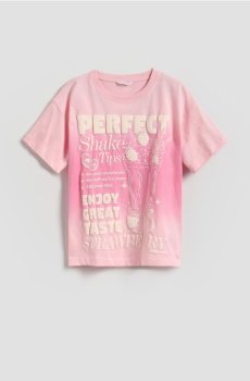 Reserved - Свободная футболка с принтом - пастельний рожевий - 081HU-03X