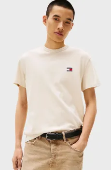 Мужская бежевая футболка REG BADGE TEE EXT Бежевый M Tommy Jeans DM0DM20322