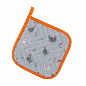 Прихватка кухонная Home Line Прогулка с цыплятами, серая/оранжевая, 20*20 см (полупанама) (183918) Прихватка кухонная Home Line Прогулка с цыплятами, серая/оранжевая, 20*20 см (полупанама) (183918)