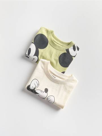 Reserved - Футболка Mickey Mouse 2-pack - кремовий - 476ED-01X Reserved - Футболка Mickey Mouse 2-pack - кремовий - 476ED-01X