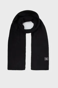 Женский черный шерстяной шарф MINIMAL MONOGRAM TEXTURED SCARF Черный ONESIZE Calvin Klein K60K611264