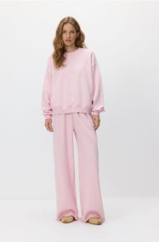 Reserved - Широкі спортивні штани - пастельний рожевий - 002HT-03X