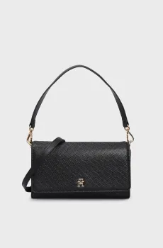 Женская черная сумка с узором TH ETERNITY SHOULDER BAG MONO Черный ONESIZE Tommy Hilfiger AW0AW16933