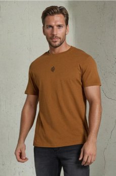Бавовняна футболка з принтом - золотисто-коричневий
