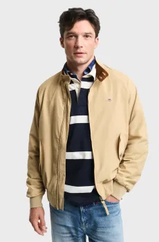 Мужская бежевая ветровка COTTON HARRINGTON JACKET Бежевый L Gant 7006484