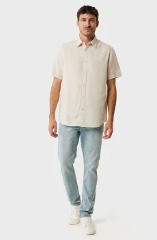 Мужская бежевая льняная рубашка BRANDON Basic linen shirt short sleeve Бежевый M Mexx MF007200251M