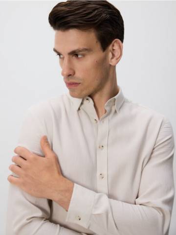 Reserved - Приталена сорочка з єгипетської бавовни - бежевий - TC825-08M