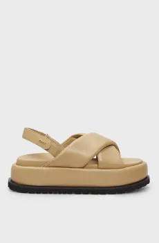 Женские бежевые кожаные сандалии New Orleans Бежевый 38 PRPY PRSLT2443W