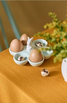 Великоднє керамічне сервірувальне блюдо з фігуркою зайця - блідо-зелений