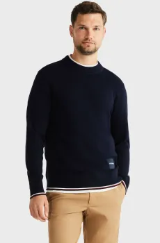Мужской темно-синий джемпер MONOTYPE GS TIPPED CREW NECK Синий S Tommy Hilfiger MW0MW32037