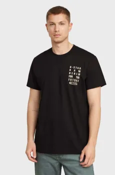 Мужская черная футболка Text Черный S G-Star RAW D25968,C506