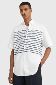 Мужская белая рубашка BRETON PLACED STRIPE Белый S Tommy Hilfiger MW0MW30915