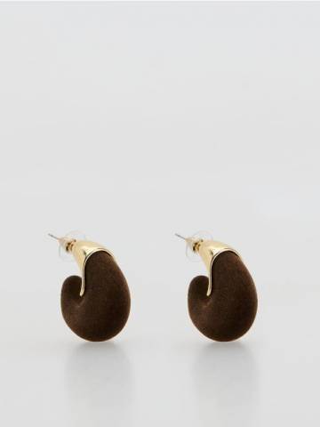 Reserved - Сережки у формі крапель - темно коричневий - 305FD-89X