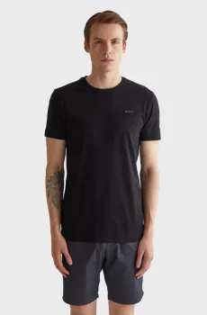Мужская черная футболка SLIM MERCERIZED Черный S Gant 2013035