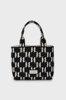 Женская черная сумка с узором K MONOGRAM KNIT TOTE Черный ONESIZE Karl Lagerfeld 241W3033