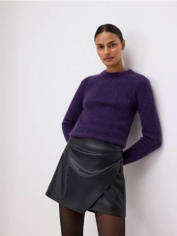 Reserved - Спідниця-шорти зі штучної шкіри - чорний - 3220D-99X