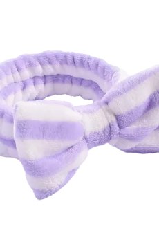 Повязка косметическая Cosmo Shop Бантик, бело-лавандовая полоска, 1 шт (CS11034)