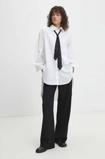 Хлопковая рубашка Answear Lab женская цвет белый relaxed классический воротник Хлопковая рубашка Answear Lab женская цвет белый relaxed классический воротник