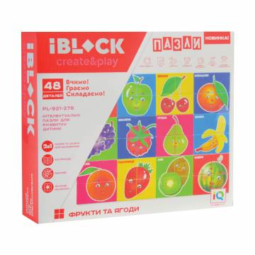 Игровой набор 2в1 доска для рисования + пазл iBlock Create & Play Фрукты и ягоды, 144 детали (PL-921-278) Игровой набор 2в1 доска для рисования + пазл iBlock Create & Play Фрукты и ягоды, 144 детали (PL-921-278)