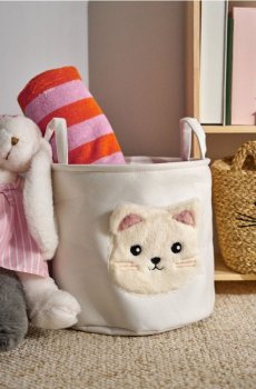Кошик для зберігання з котячим мотивом - білий