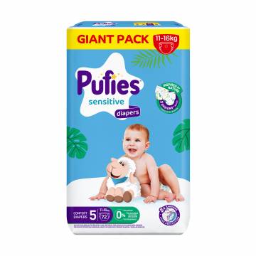 Подгузники Pufies Sensitive размер 5 (11-16 кг), 72 шт Подгузники Pufies Sensitive размер 5 (11-16 кг), 72 шт