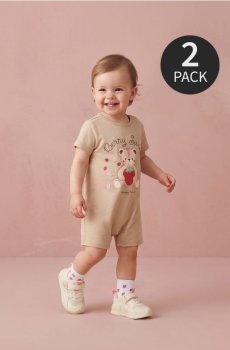 Бавовняні ромпери 2 pack - бежевий