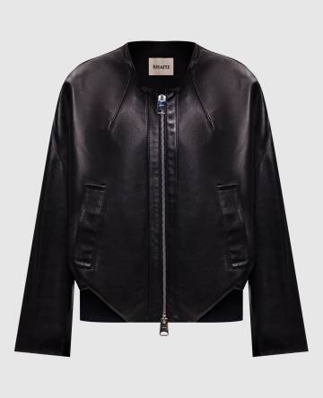 Черный кожаный бомбер Hewit