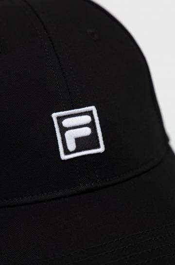 Хлопковая кепка Fila цвет чёрный с аппликацией Хлопковая кепка Fila цвет чёрный с аппликацией