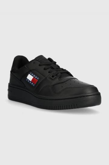 Кожаные кроссовки Tommy Jeans TJW RETRO BASKET ESS цвет чёрный EN0EN02505 Кожаные кроссовки Tommy Jeans TJW RETRO BASKET ESS цвет чёрный EN0EN02505