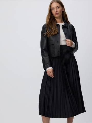 Reserved - Плісирована міді-спідниця - чорний - 674DX-99X