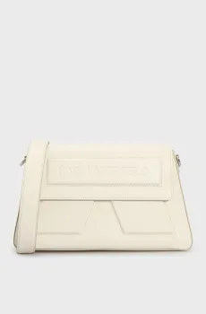 Женская белая кожаная сумка IKON/K SOFT SHOULDER BAG Белый ONESIZE Karl Lagerfeld A1W30154