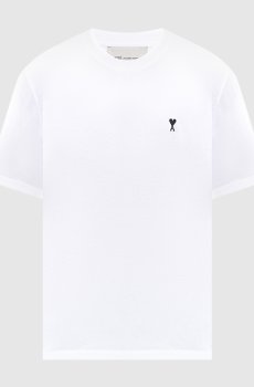Белая футболка с контрастной вышивкой эмблемы
