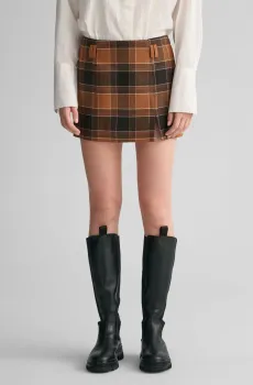 Женская коричневая шерстяная юбка в клетку CHECKED WOOL Коричневый 40 Gant 4400101