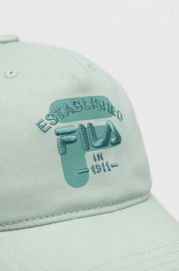 Хлопковая кепка Fila цвет бирюзовый с аппликацией Хлопковая кепка Fila цвет бирюзовый с аппликацией