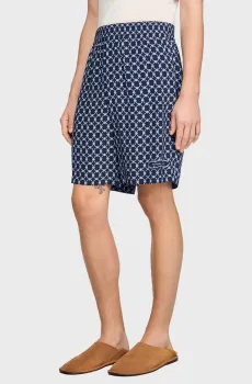 Мужские темно-синие шорты с узором Синий 40 Sandro SHPBE00125_Navy Blue