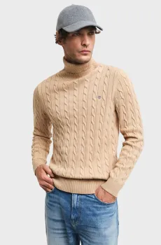 Мужской бежевый гольф COTTON CABLE TURTLE NECK Бежевый S Gant 8050607