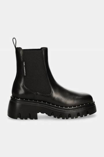 Кожаные полусапоги Karl Lagerfeld KOMBAT женские цвет чёрный на платформе KL45344 Кожаные полусапоги Karl Lagerfeld KOMBAT женские цвет чёрный на платформе KL45344