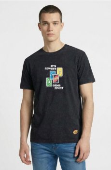 Бавовняна футболка з вареним ефектом UNO - чорний