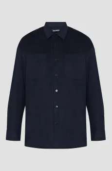 Мужская темно-синяя вельветовая рубашка Синий XXL Karl Lagerfeld 553013.605972;690