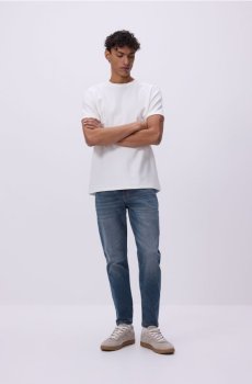 Reserved - Джинси skinny з ефектом виварювання - indigo jeans - YV151-57J