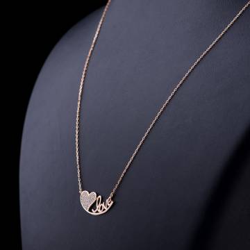 Золотое колье "Love" с фианитами кол01025 Золотое колье "Love" с фианитами кол01025