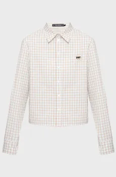 Женская белая рубашка в клетку IKON Белый 46 Karl Lagerfeld B1W11020