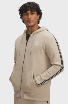 Мужское бежевое худи UA Icon Fleece FZ Taping Бежевый L Under Armour 1390298-299