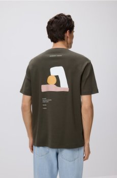 Reserved - Комфортна футболка з принтом - сіро-зелений - 293FP-96X