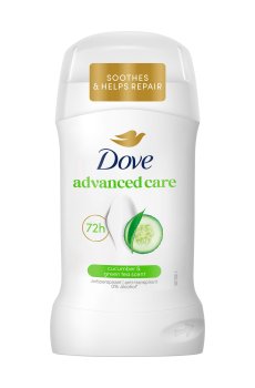 Антиперспирант-стик Dove Advanced Care Cucumber & Green Tea Scent 72H с ароматом огурца и зеленого чая, женский, 50 мл